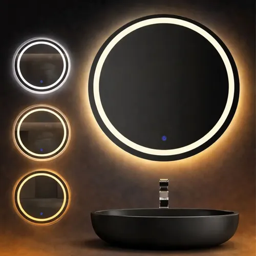 Espejo Redondo Lumens 50cm Luz Led Táctil Fría Cálida Neutr