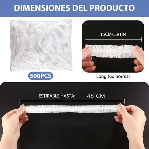 500 Piezas Gorros De Baño Desechables Transparentes C