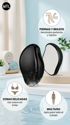 Depiladora Cristal Mtl Exfoliante Sin Dolor Uso Seco Lavable Portatil Ideal Piel Sensible Suaviza Textura Reduce Vello Progresivo Cuerpo Completo Rutina Belleza Cuidado Diario Practica Ligera