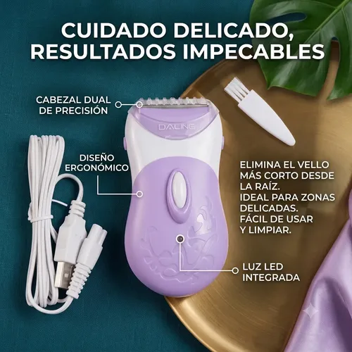 Depiladora Eléctrica Mujer Daling 4 En 1 Intimas Recargable Violeta