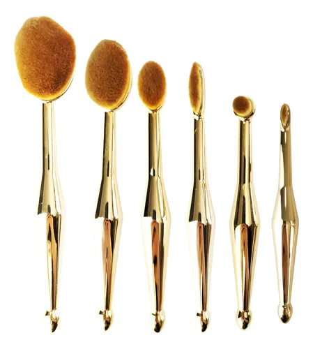 Set Profesional 6 Brochas Oval De Maquillaje Varios Colores