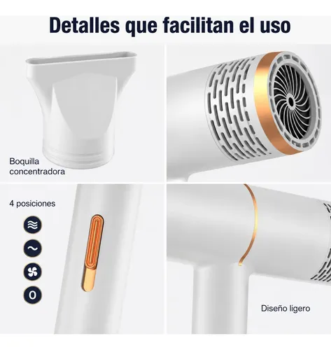 Secadora De Cabello Profesional Frío Y Caliente Con Boquilla