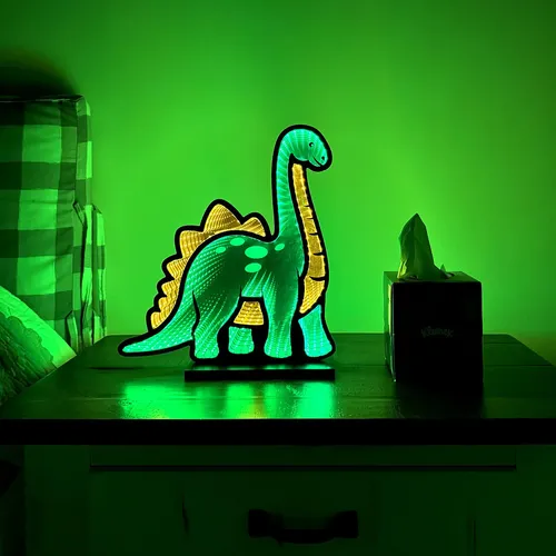 Espejo Infinito Luz Nocturna Led Dinosaurio Usb Modelo 3d