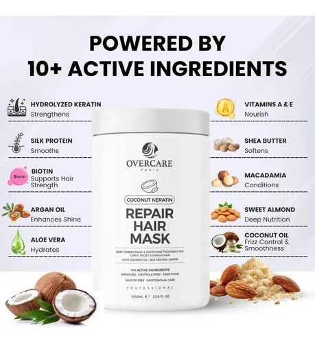Mascarilla Capilar Overcare 1000 Ml Coconut Keratin Repair