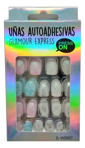 Uñas Autoadhesivas Press On Con Pegamento Reutilizables