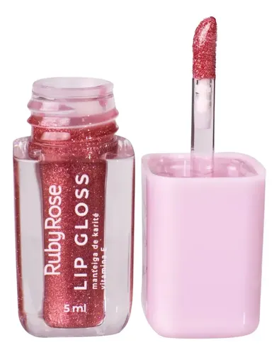 Lip Gloss Brilloso Glitter Vitamina E Hidratante Ruby Rose
