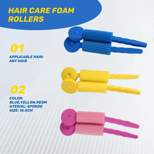 Rulos De Espuma Para El Cuidado Del Cabello Magic Sponge, Ri Blue & Yellow & Red