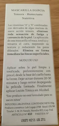 Artez Westerley Mascarilla Egipcia Facial Tensora Hidratante 50g