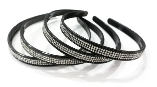 Pack X 4 Vinchas Plástico Con Strass Para El Pelo