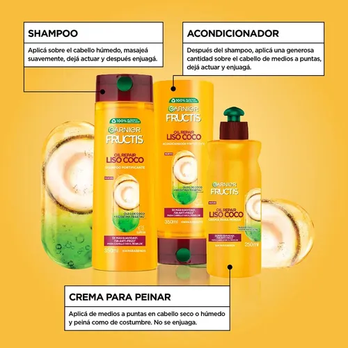 Crema Para Peinar Garnier Fructis Oil Repair Liso Coco 250 ml