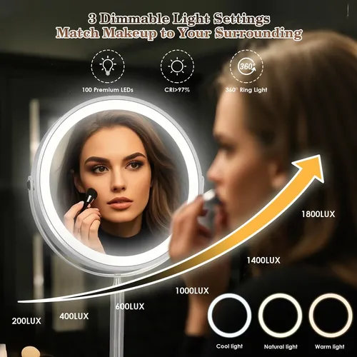Espejo De Maquillaje Vesaur Con Aumento De 15 Aumentos Con L