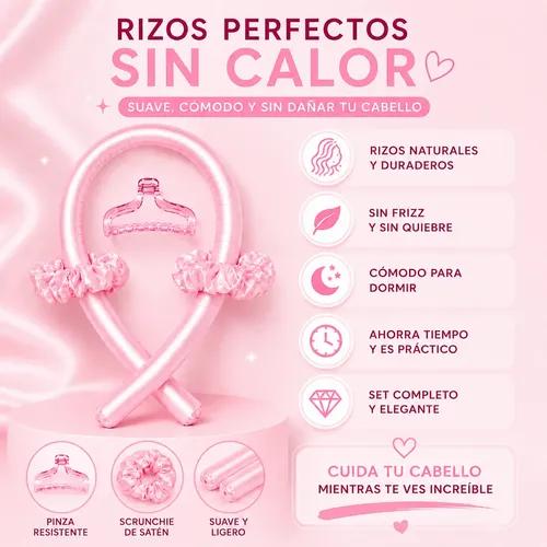 Rizador Rulero Ondas Sin Calor Cabello Rizos Satén Vincha