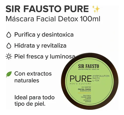Sir Fausto Pure Máscara Facial Purificante Detox X 100ml