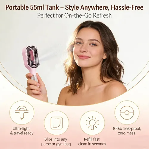 Botella Rociadora Y Peine Combinado Para Cabello Rosa