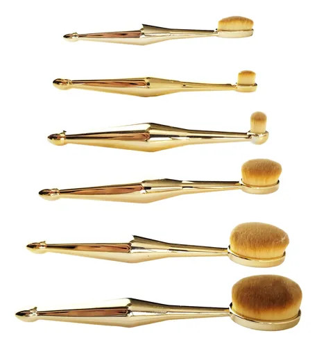 Set Profesional 6 Brochas Oval De Maquillaje Varios Colores