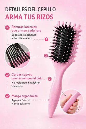 Cepillo Para Cabello Rizado Para Mujeres, Bounce Curl Brush, ITNTFN Cepillo para Cabello Ondulado, Desenreda Sin Frizz con Cerdas Suaves, Cepillo para Definir y Peinar Rulos Naturales (Beige)