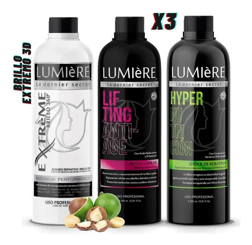 Alisado Extra Brillo + Keratina + Botox Lifting 3 Lt Lumiere
