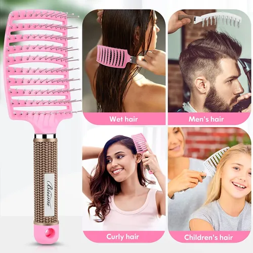 Hair Brush Bsisme Vented Curved Styling Detangling White