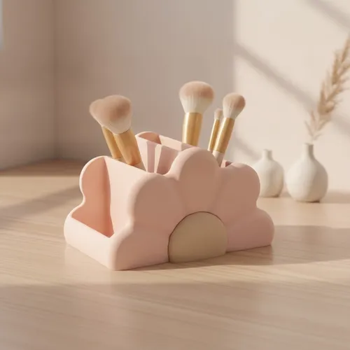 Organizador Escritorio Maquillaje Flor Porta Pinceles Deco