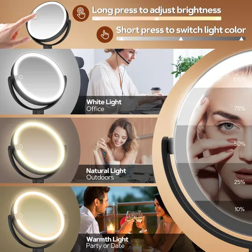 Espejo De Maquillaje Con Luz Led 30x Aumentos Negro