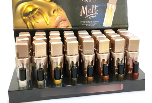 Caja X 24 Sombras Ojos Liquida Glitter Metalica Melt Pink 21