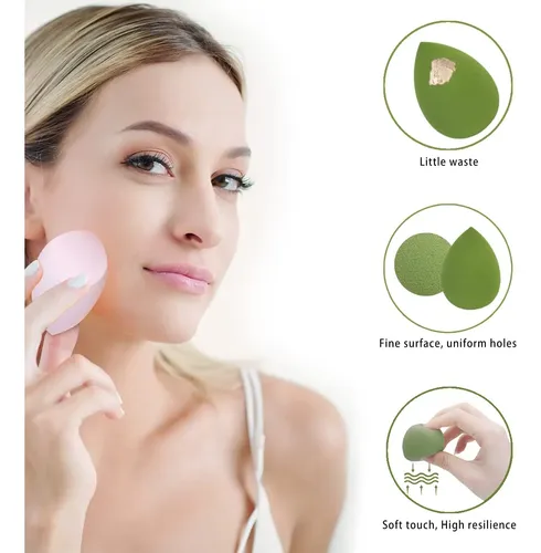 Set De Esponjas De Maquillaje Leeshine 4 Piezas Con Soporte