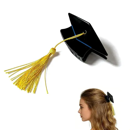 Minigorra De Graduación Con Pinzas Para El Pelo, Gorra Negra