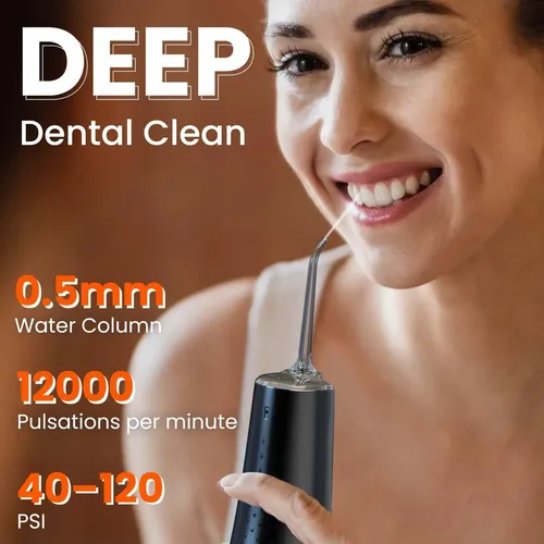 Hilo Dental Eléctrico Portátil 300ml Recargable – Negro Negro