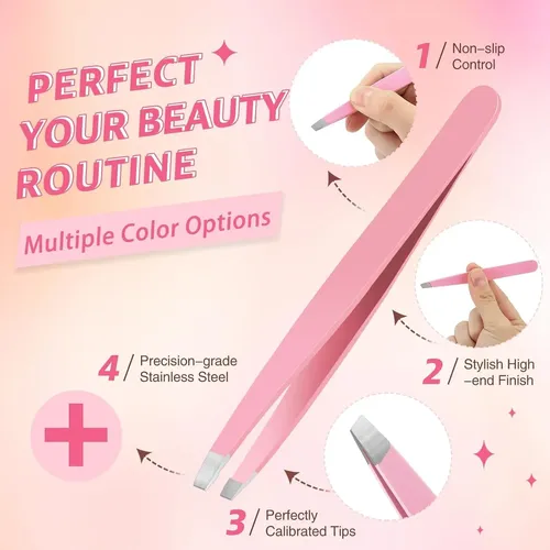 Pinzas Para Cejas Mudder 12 Pzas Acero Inoxidable Punta