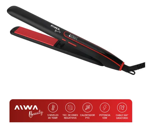 Planchita De Pelo Aiwa Beauty 55w Placas Cerámicas 5 Niveles Color Negro