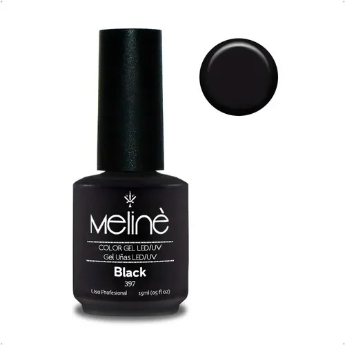 Esmalte Meline Nuevos Colores Gel Uv/led Semip. X 15 Ml Color 397 Black