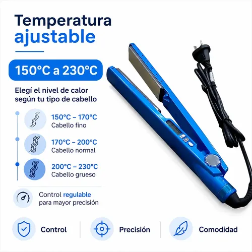 Alisador De Pelo Nano Titanio 35w Color Azul Uso Diario