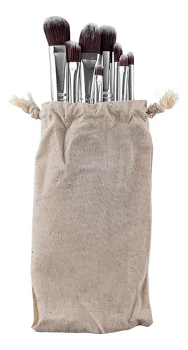Kit x11 Brochas para Maquillaje Gadnic Bambú Bolso Transporte