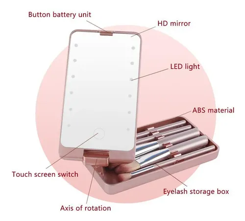 D Espejo De Maquillaje Con Luz Led, Brochas Cosméticas
