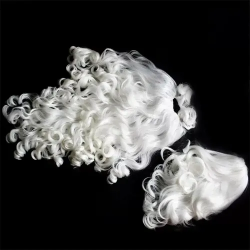 Peluca Y Barba De Papá Noel Blancas De Pelo Largo Para