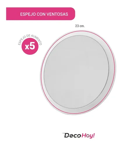 Espejo Maquillaje Ventosas Aumento X5 Acrilico 23cm Vip