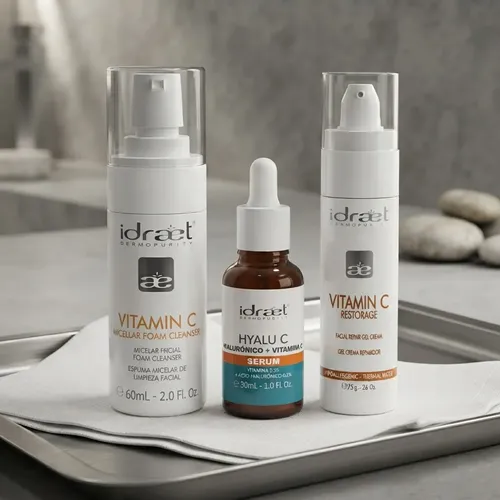 Rutina Skincare Vitamina C Gel Limpieza Serum Crema Idraet