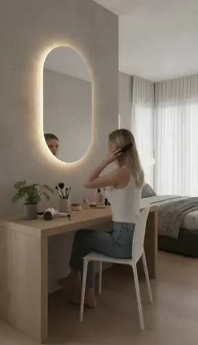 Espejo Con Luz Led Ovalado 80×55 Cálida