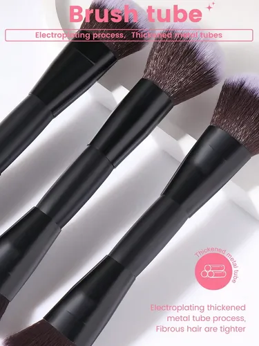 +new 6 Brochas Maquillaje Doble Punta Viaje Color Negro Negr