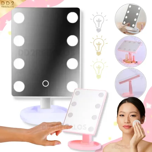 Espejo Con Luz Led Maquillaje Peinados Recargable Usb N2