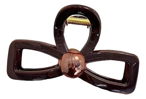 Accesorio De Pelo Para Mujer Con Forma De Lazo Hueco Y Garra Coffee Bead Hollow Bow Tie About 6.5cm Bow