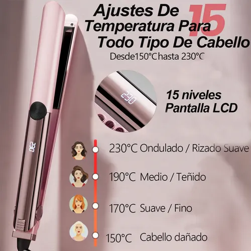 Plancha De Cabello Alisador Y Rizador 2 En 1 Cerámica 15temp