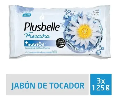 Jabon Tocador Corporal Plusbelle Frescura 3×125 Gr Fórmula Frescura