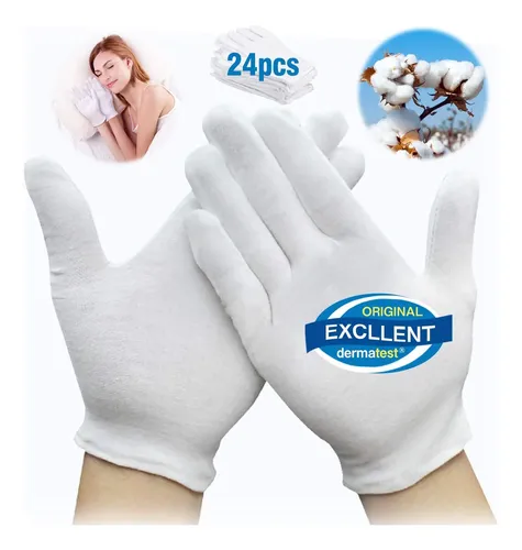 Guantes De Algodón Blancos Para Manos Secas Y Eczema Chico