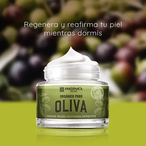 Crema Facial Nocturna Reino Oliva Hidratante y Nutritiva 50g Noche
