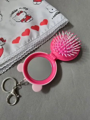 Kit Gatito Kitty Cera Pelo Cepillo De Llavero Pañuelobandana