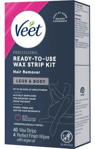 Kit De Depilación Veet 40 Tiras Para Piernas Y Cuerpo