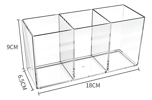 Organizador Acrílico 3 Compartimentos 18x9x6.5 Cm Transparent