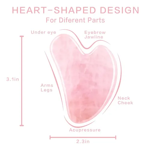 Herramientas Faciales Gua Sha Fuiyoocen, Cuarzo Rosa Natural
