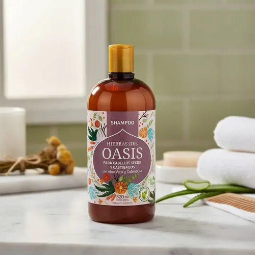 Shampoo Para Cabellos Secos Y Dañados Hierbas Del Oasis